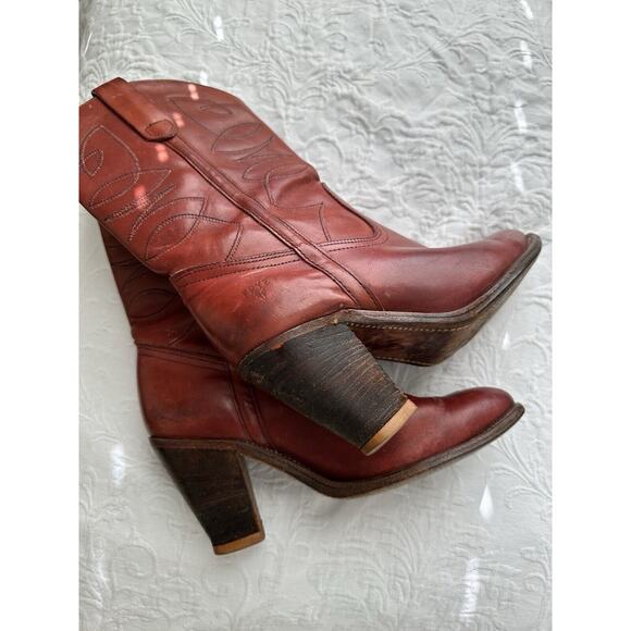 Frye Womens 8 True Vintage 70’s Western Cowgirl Cowboy Boots Redwood USA MADE - Picture 11 of 16